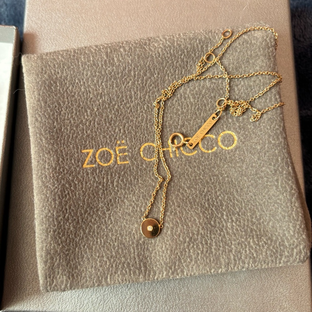 Zoe Chicco small diamond disk pendant 14k gold